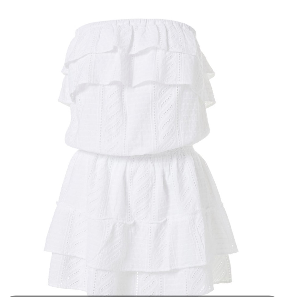 Melissa Odabash Mia Frill Ruffle Bandeau Dress In White